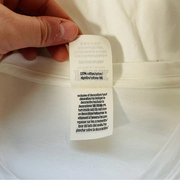 PINK Victoria’s Secret Campus Tee White Rainbow Sequin Icon Sleeve Small Women’s - Picture 12 of 13